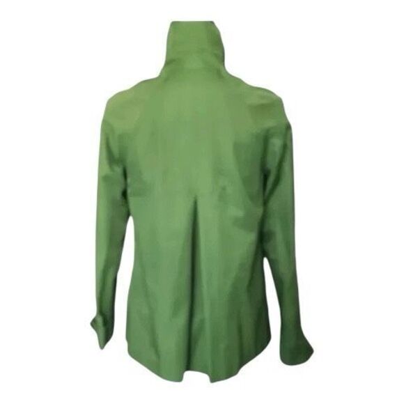Gallery Petite Green Big Button-Front Jacket Size Small P Mid Length Women Lined - Picture 9 of 11